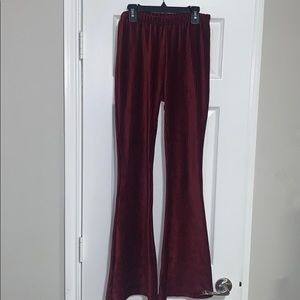 Urban Renewal red velvet ribbed flare pant